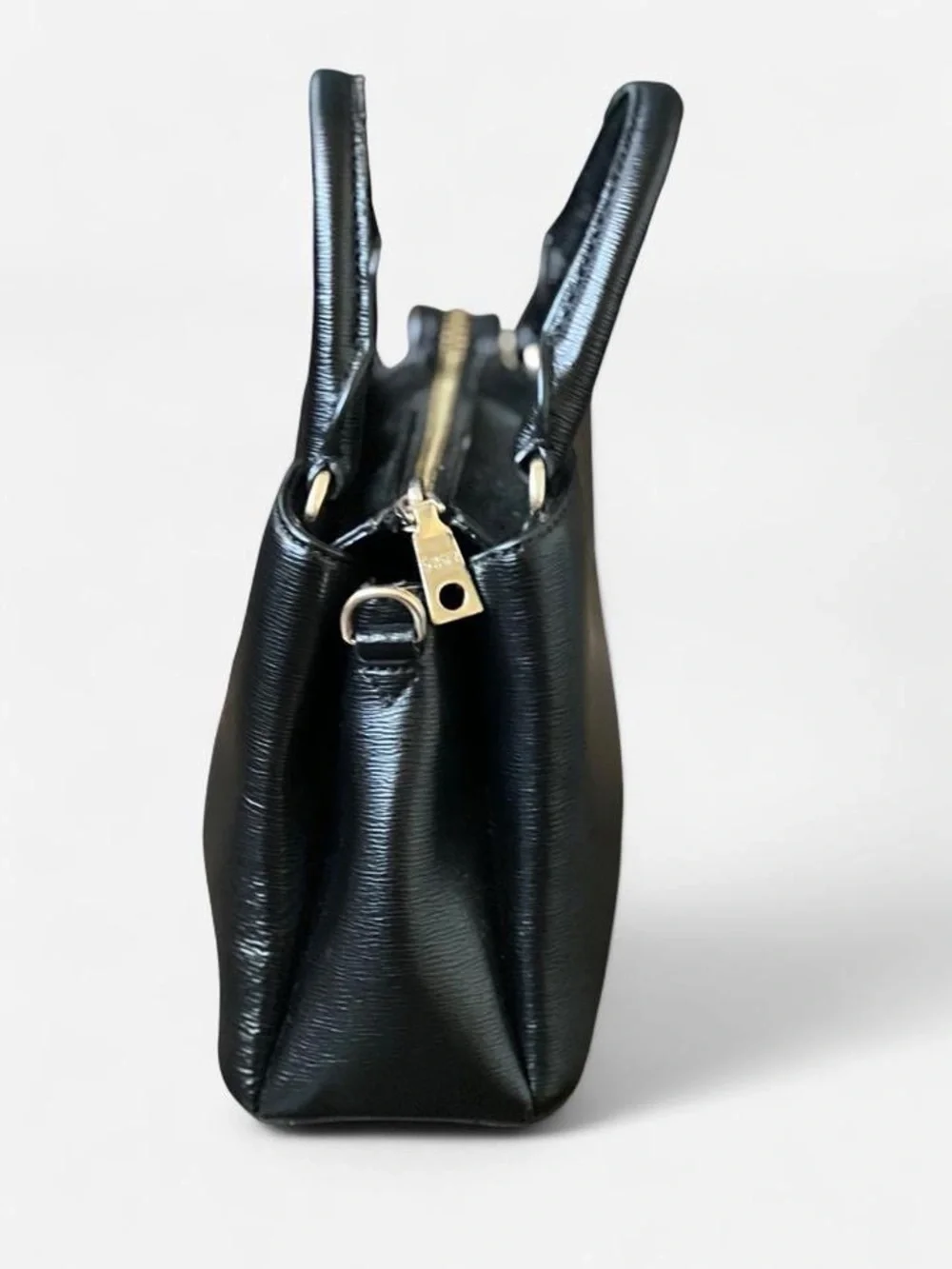 DKNY Black Small Satchel Handbag Top Handle Purse Gold Hardware